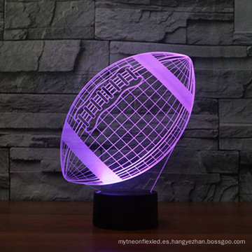 Luz de noche de Rugby Football 3D Lamp Optical Illusion, 7 luces de escritorio de mesa Touch Color Changing con base de acrílico plana y ABS